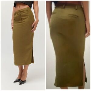 Urban Outfitters Blair Pencil Midi Skirt in Olive Green Size S EUC